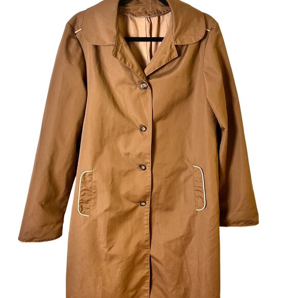 Unbranded M Polyester Brown Button-Up Womens Trench Coat No Lining With Pockets - Picture 2 of 10